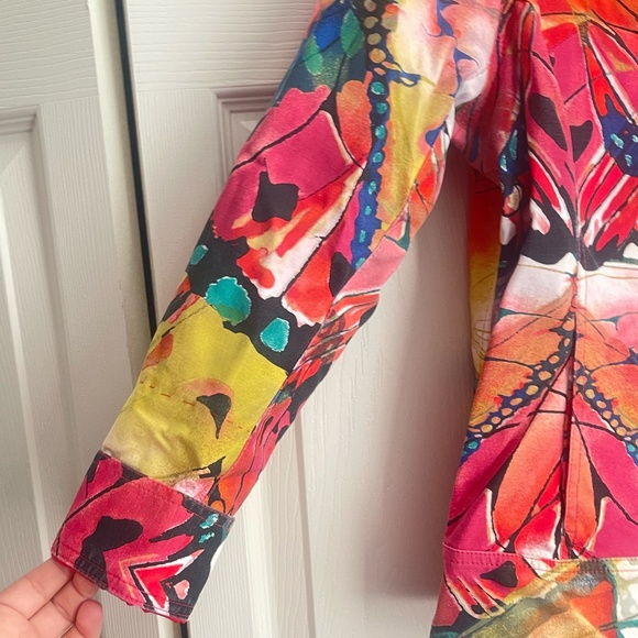 Vintage Chico's  women's butterfly Jacket blazer Size 2 multicolor.  #203 - Picture 4 of 14